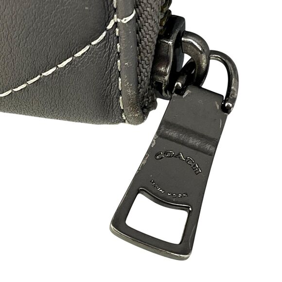 Coach Zip Around Wallet Gray Quilted Leather 6 Card Compartment Full Bill - Picture 3 of 7